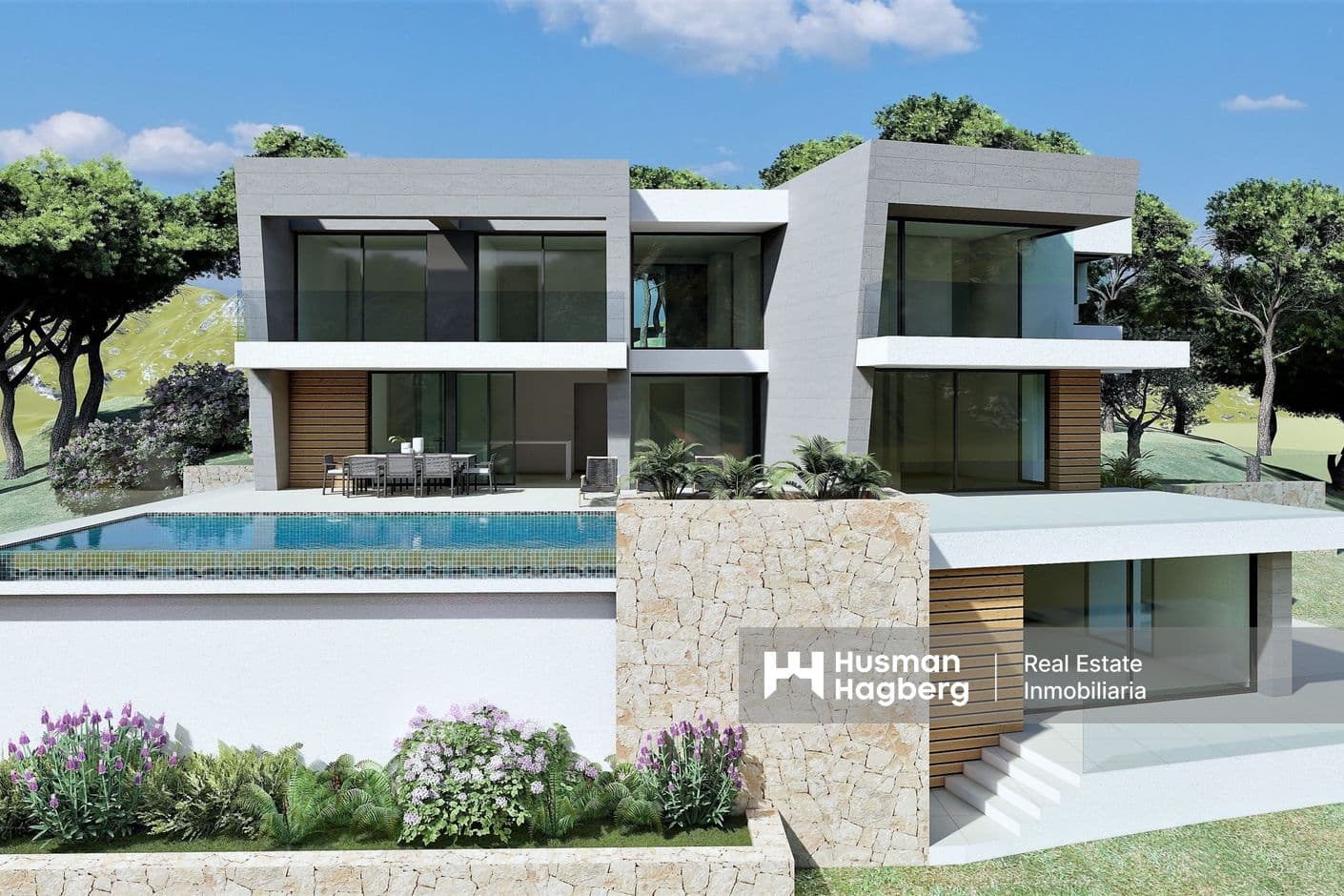 Lyxvilla med privat pool och panoramautsikt över havet