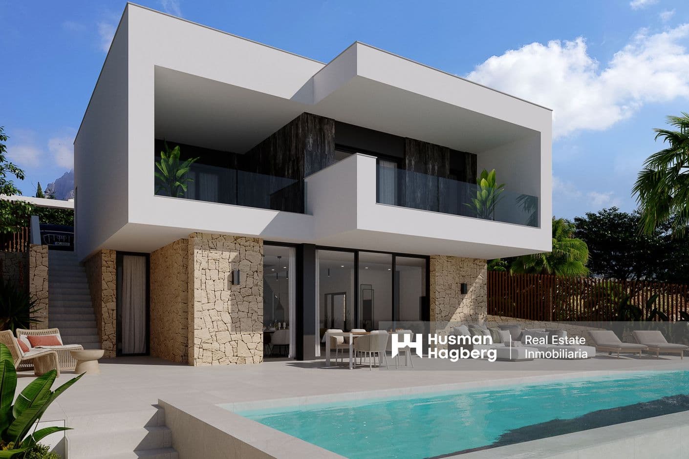 Modern newly built villa with pool and seafront location