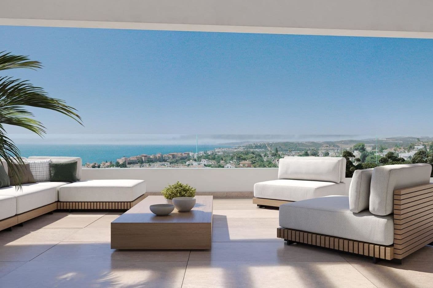 Stay with a resort feel, large terrace and the Mediterranean Sea within walking distance