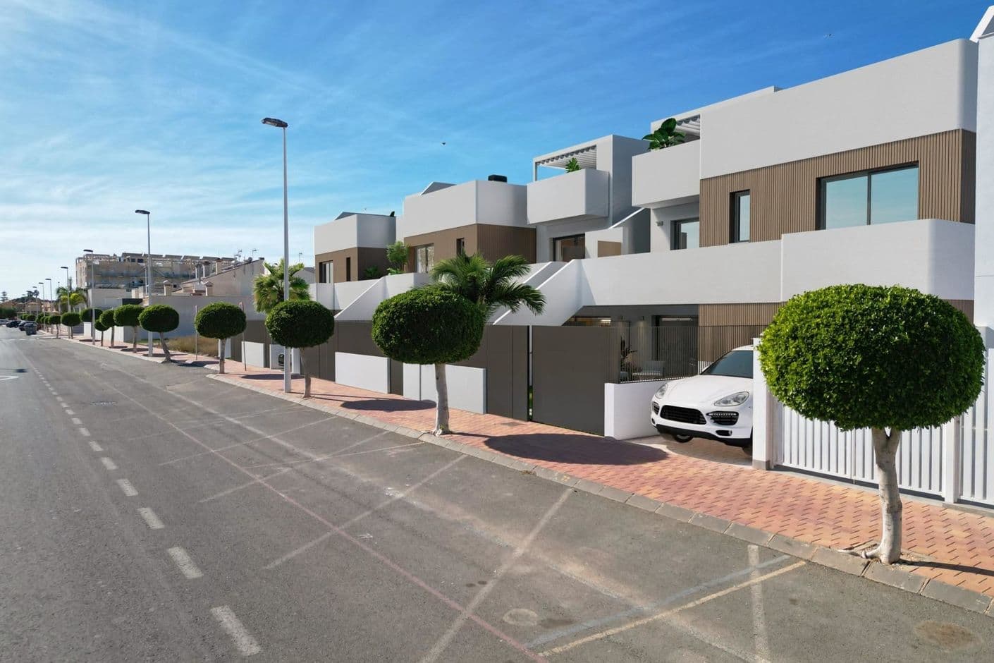 Nybyggda bungalower med privat pool nära havet