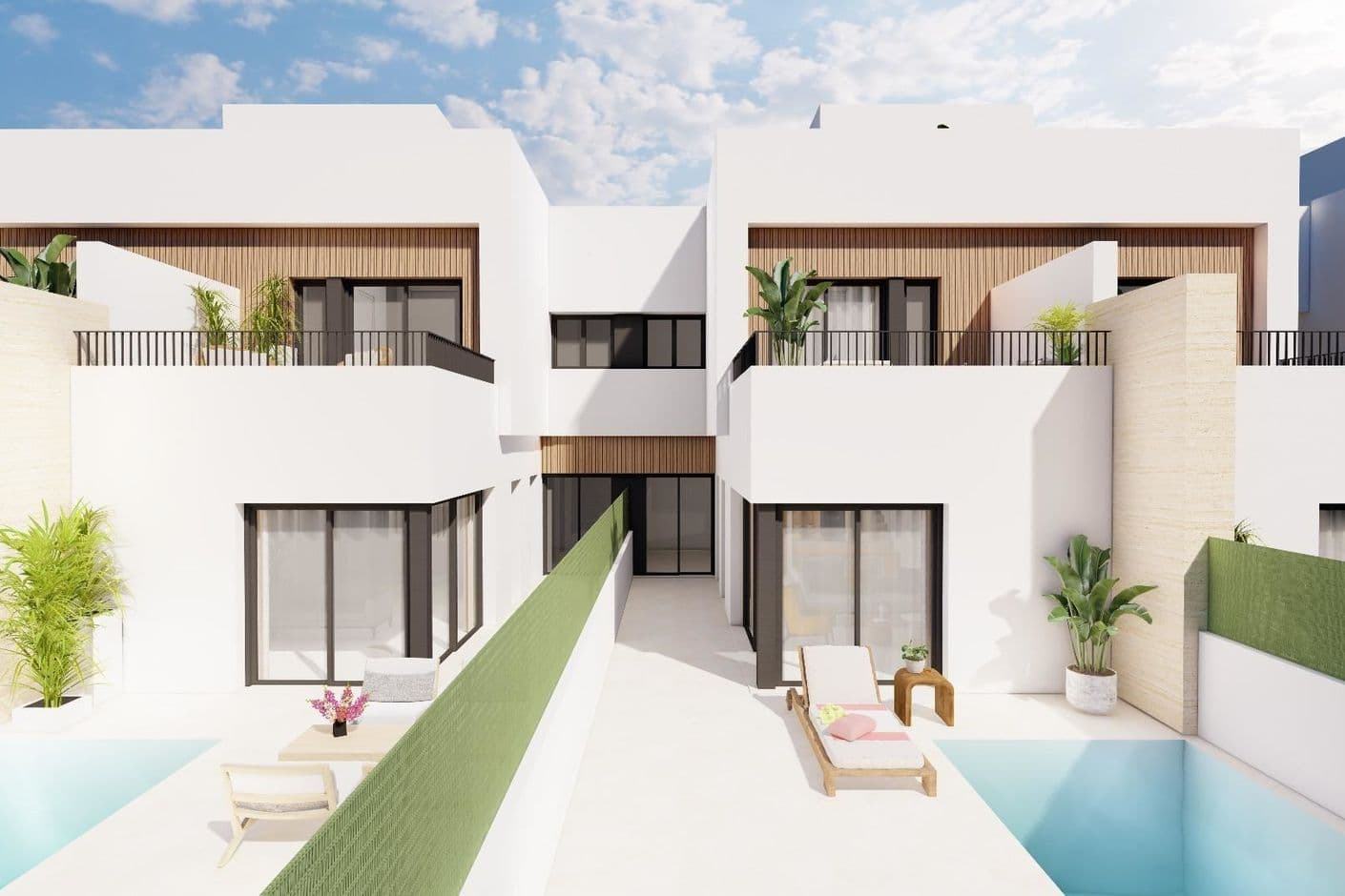 Newly built townhouses in Santiago de la Ribera