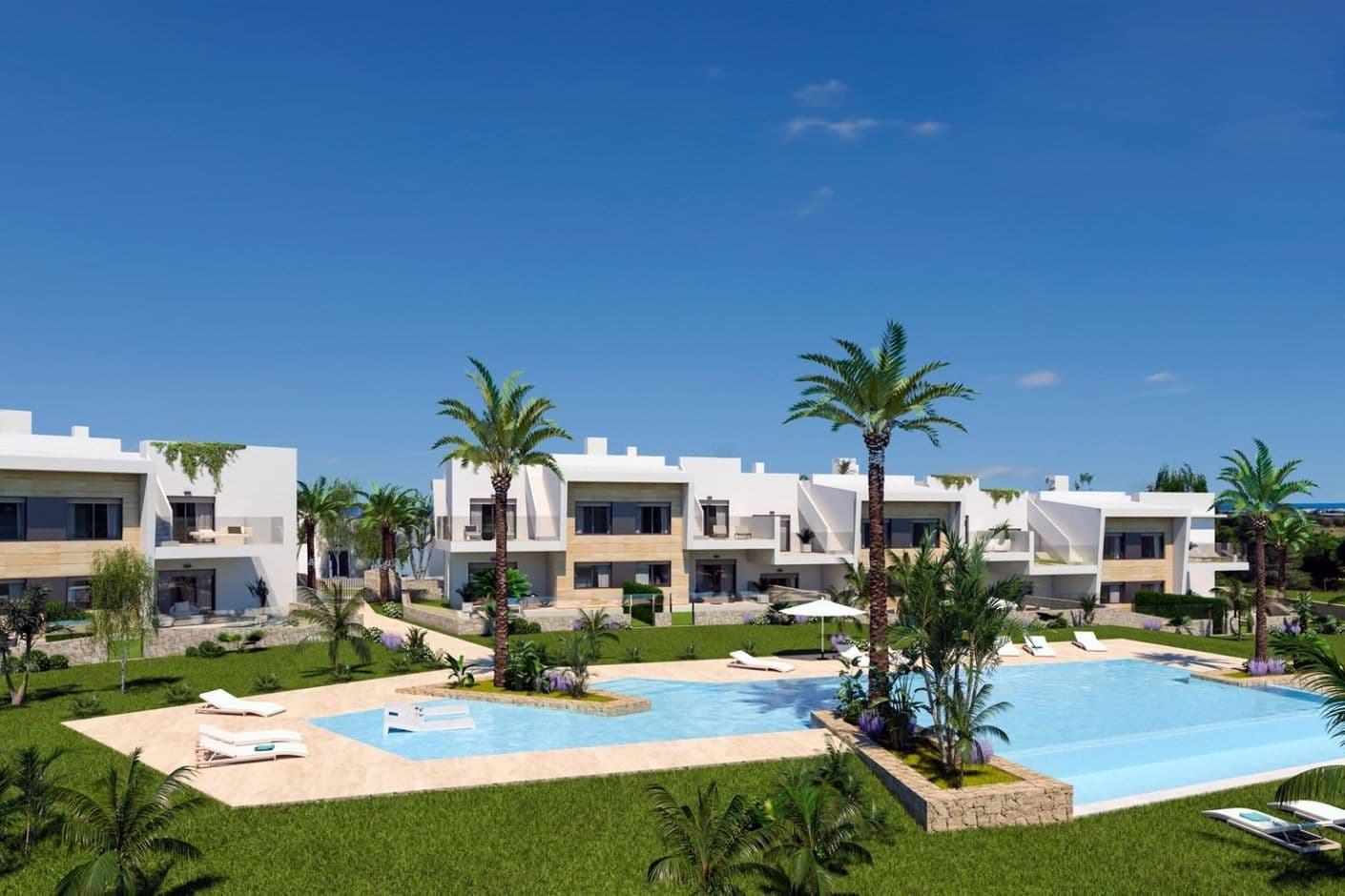 Modern homes with sun terrace and pool