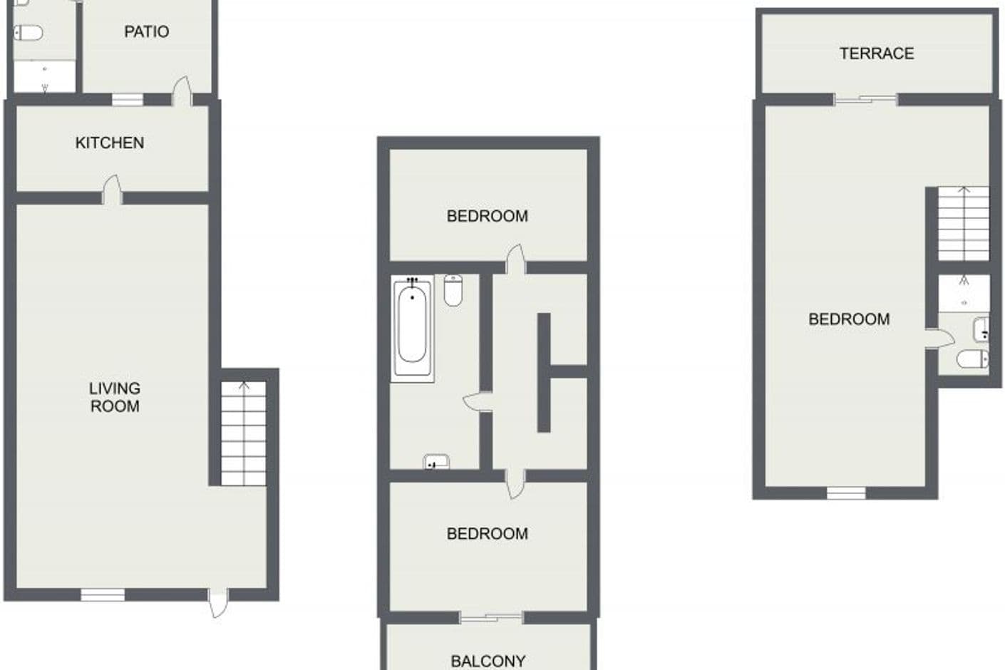 Charmigt hem med tre våningar och gemensamma bekvämligheter