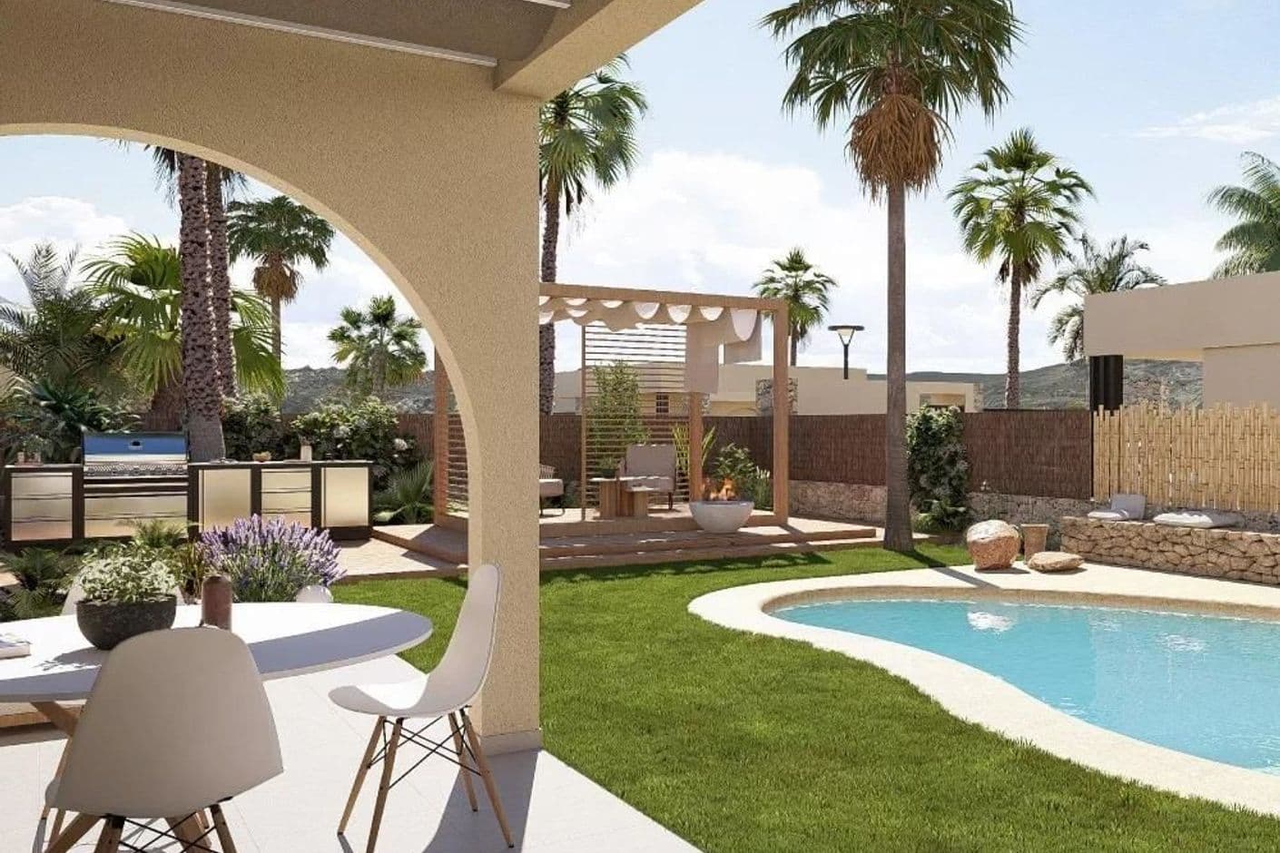 Elegant enplansvilla med privat pool i harmonisk miljö