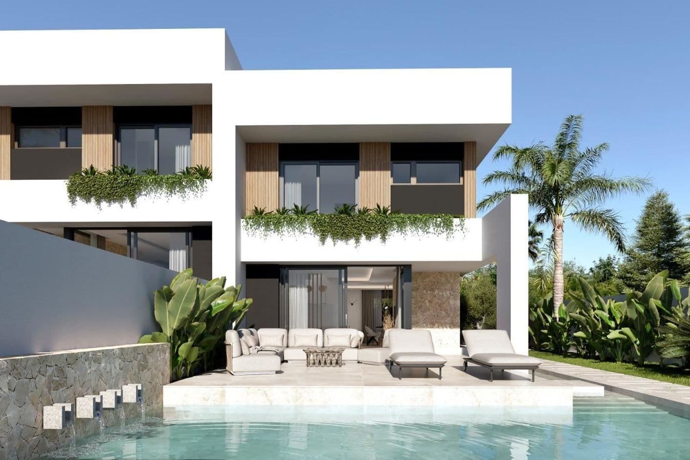 Modern semi-detached houses with private pool – an elegant stay in the sun