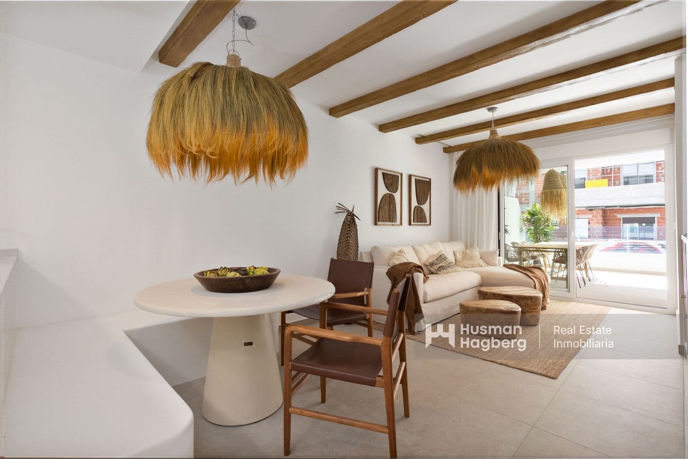 Stylish ground floor apartment with generous patio and pool area