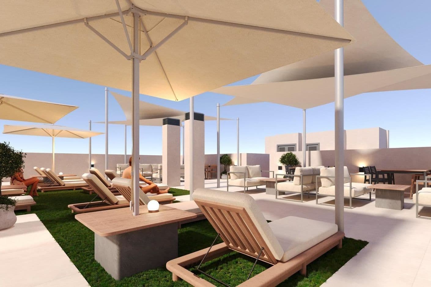 Modern apartments with terraces, rooftop pool and central location