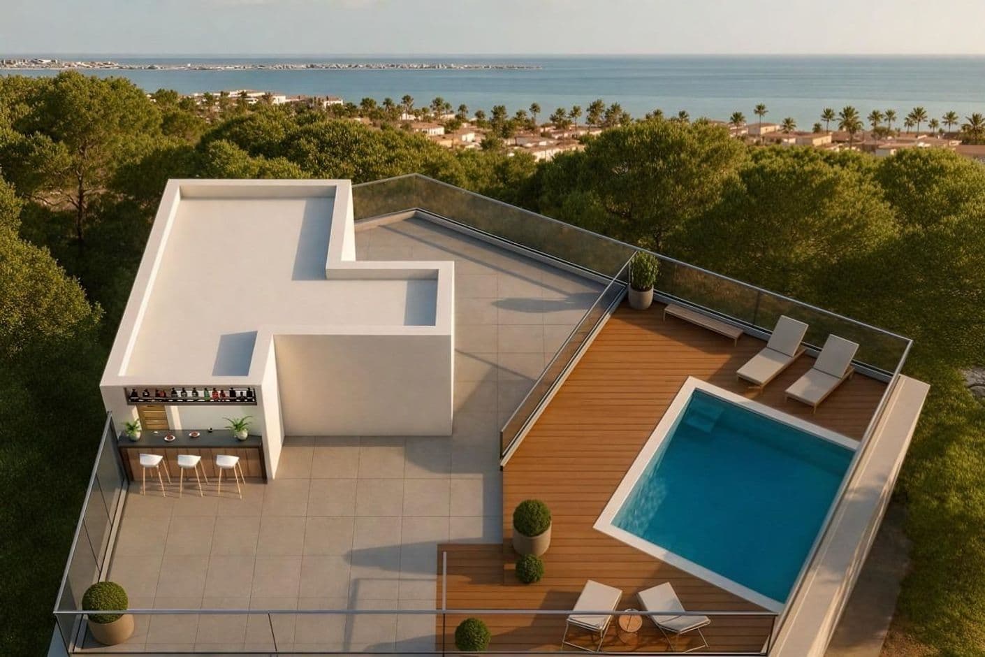 Modern tourist apartments with terraces and rental potential