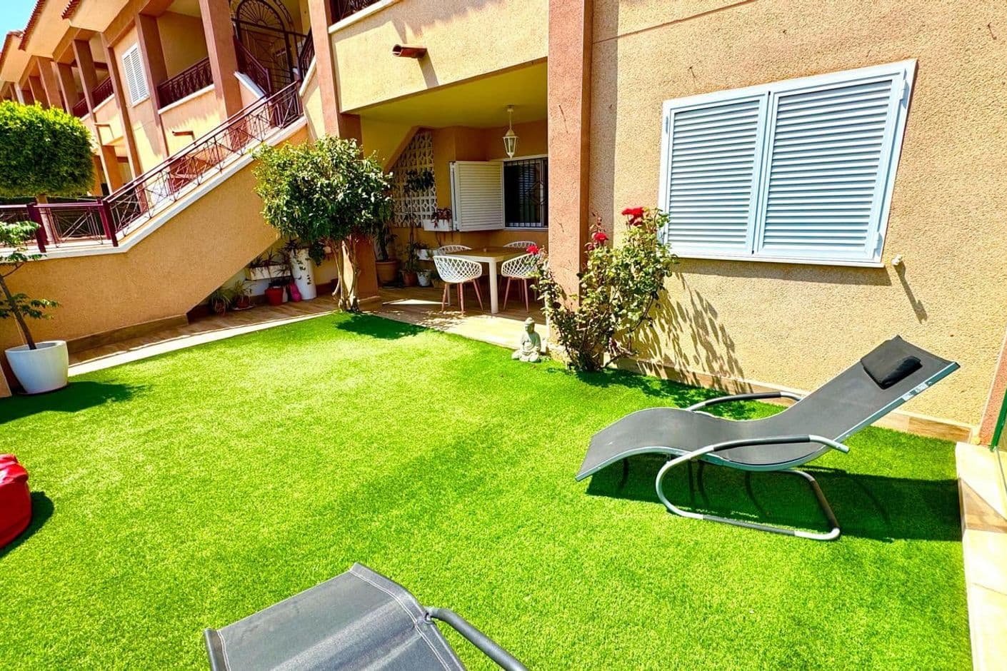 Ground floor with spacious terrace and pool