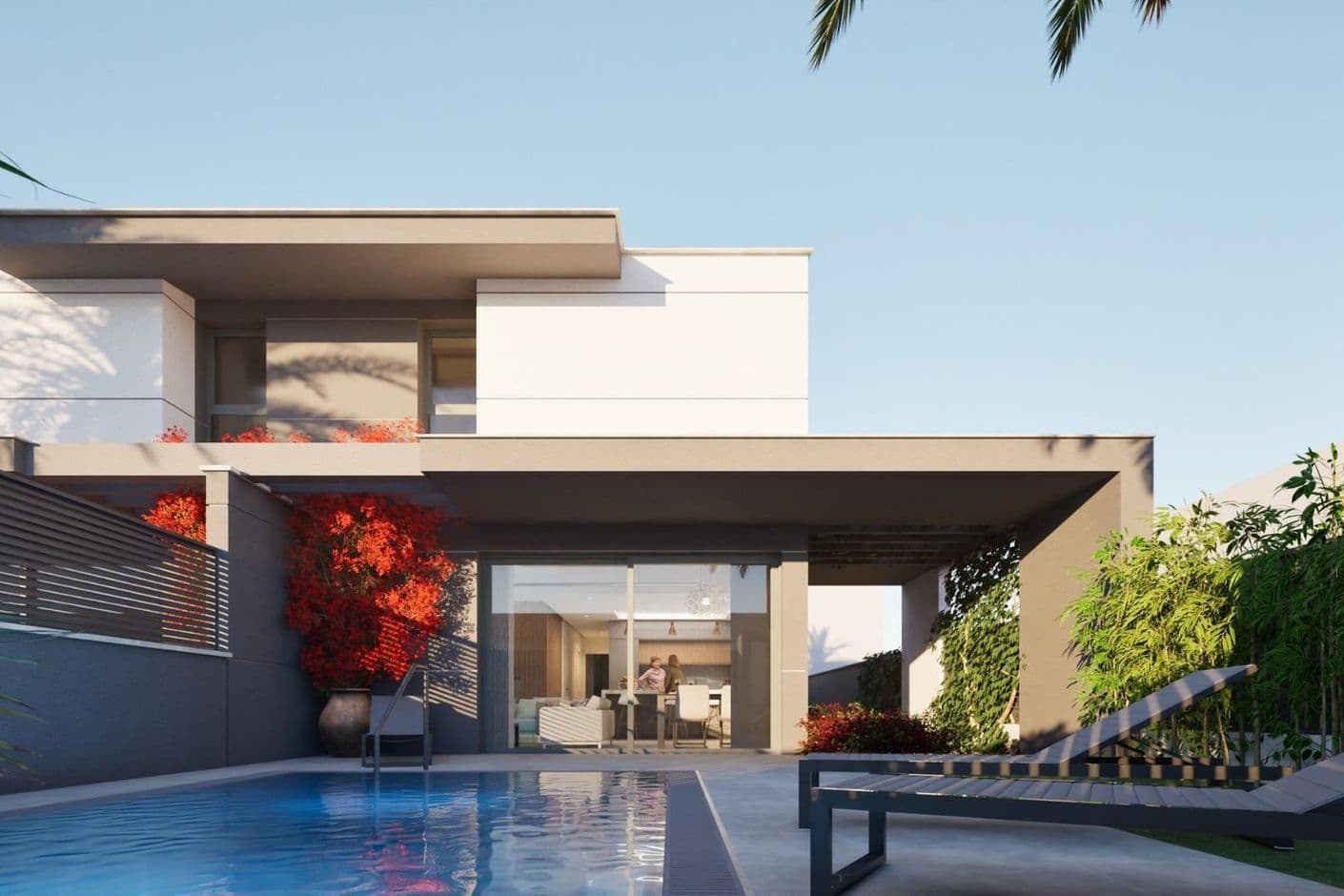 Newly built semi-detached houses with private pool in Los Nietos