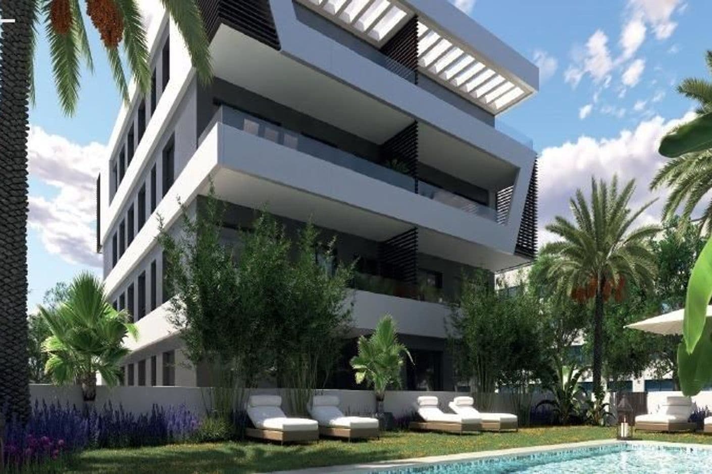 Modernt nybyggt bostadskomplex