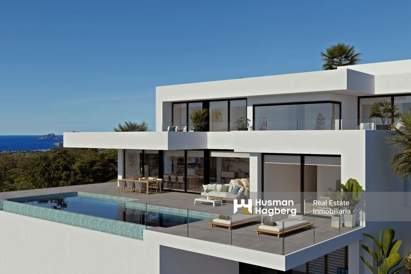 Moderna villa de lujo con vistas infinitas al mar Mediterráneo. Moderna villa de lujo con vistas infinitas al mar Mediterráneo.