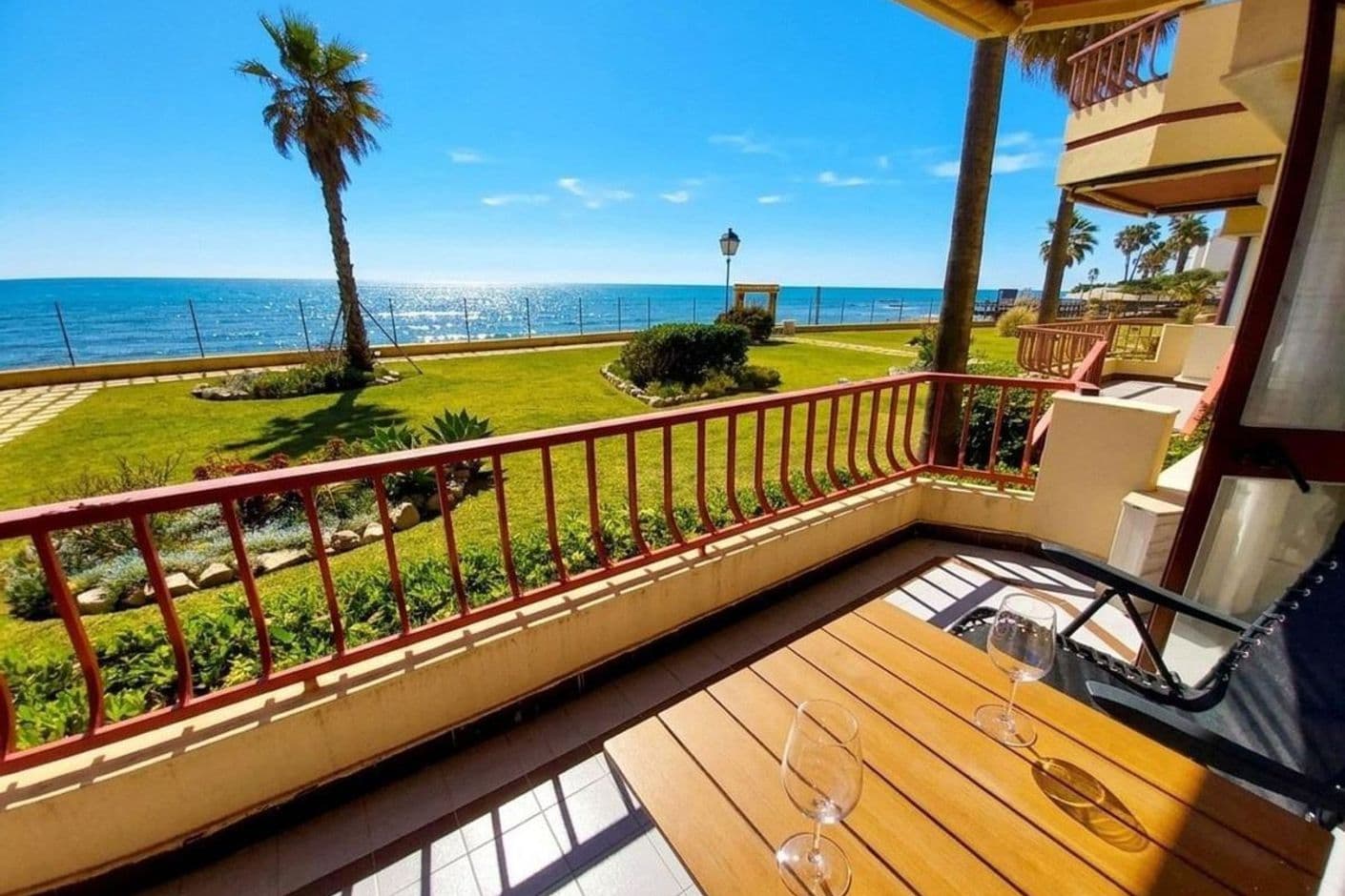 Right on the beach and overlooking the sea Right on the beach and overlooking the sea