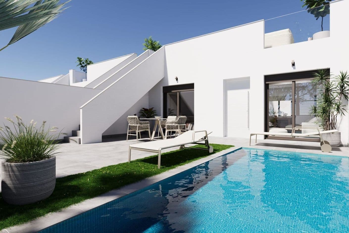 Modern single-storey houses with private pool – a comfortable Mediterranean life Modern single-storey houses with private pool – a comfortable Mediterranean life